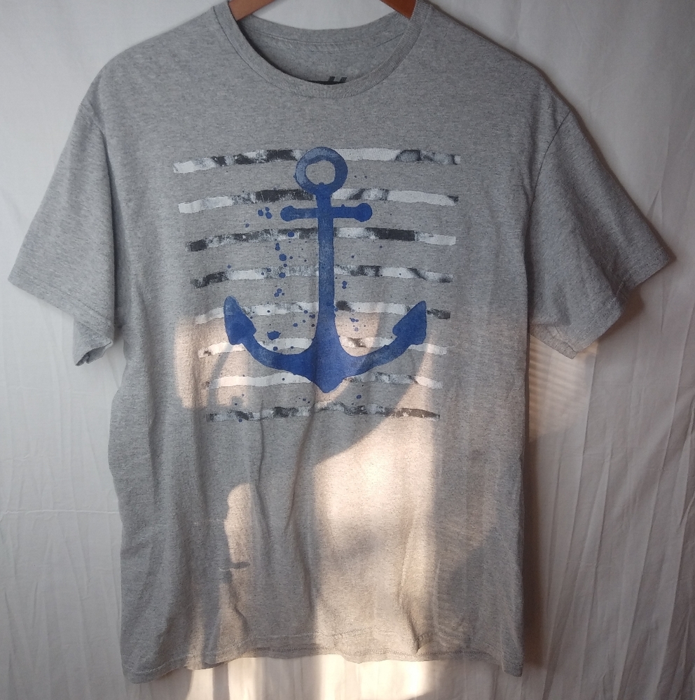 Gray Top Blue Anchor Beach Ocean Sailing L